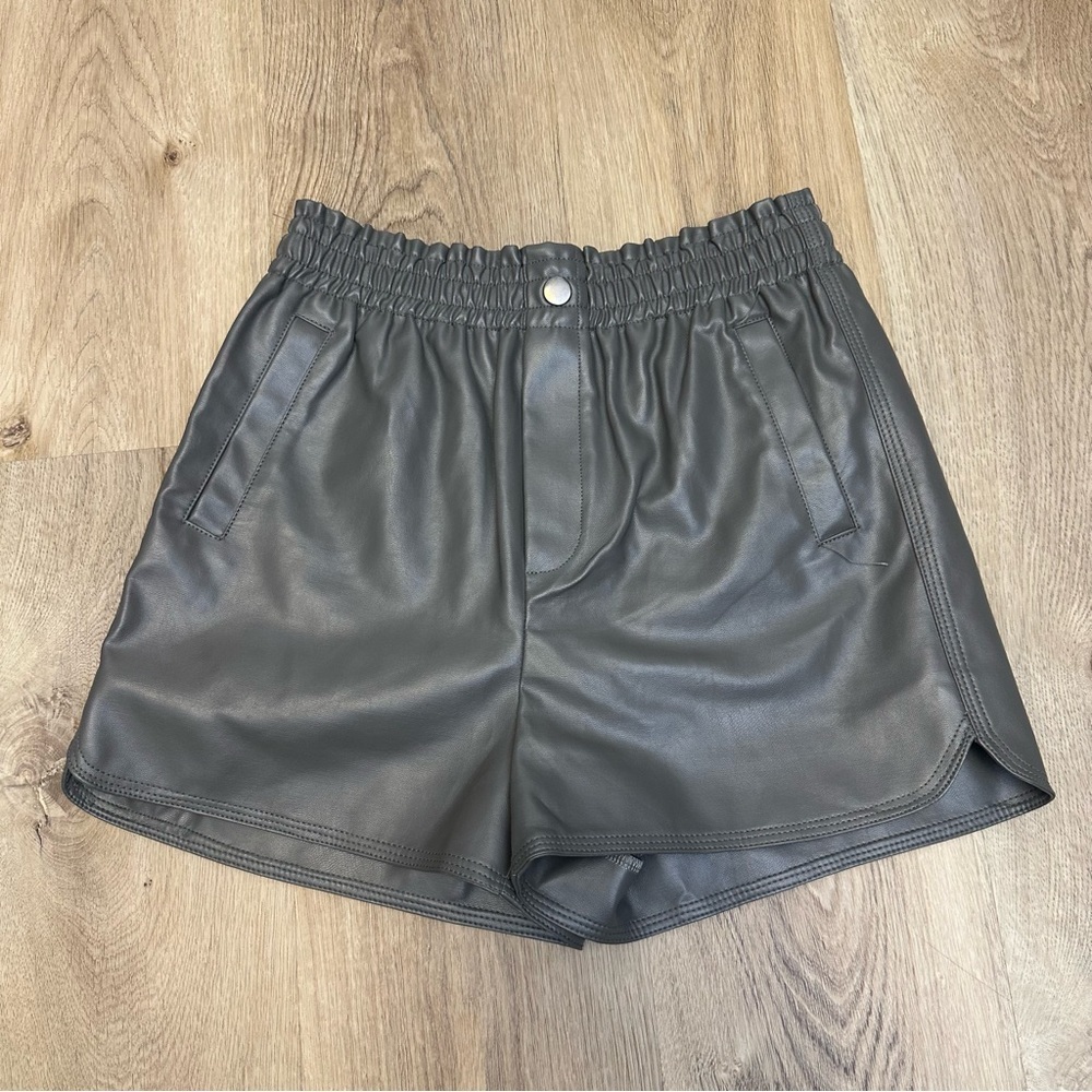 Very J High Rise Faux Leather Charcoal Shorts